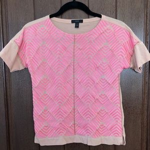 J.Crew Embroidered Tee (Pink, Rose Gold, XXXS)